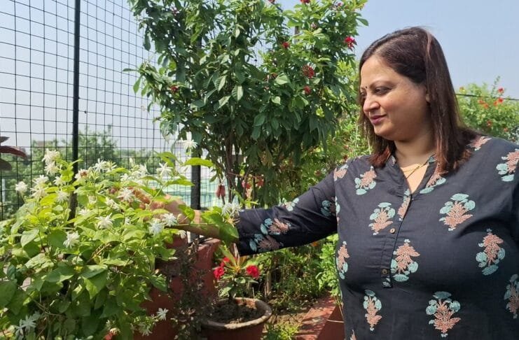 पूनम पांडेय की छत बनी फूलों का संसार