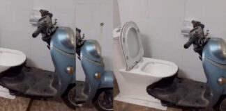स्कूटी को बना दिया टॉयलेट सीट