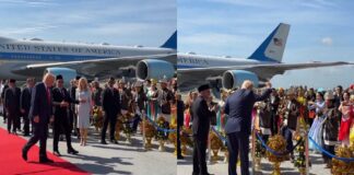 प्लेन से उतरते ही ट्रंप लगाने लगे ठुमके