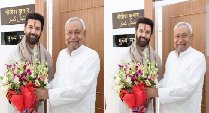 प्रचंड जीत के बाद CM नीतीश से मिले चिराग