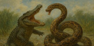 अजगर और मगरमच्छ, छिड़ी रोमांचक जंग