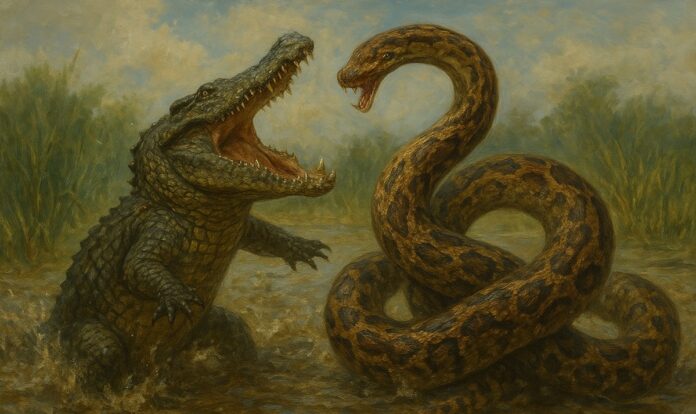 अजगर और मगरमच्छ, छिड़ी रोमांचक जंग