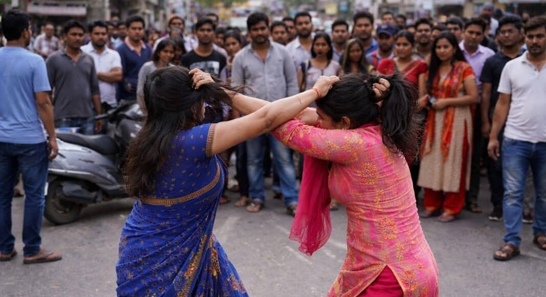 सड़क पर हुई भिड़ंत