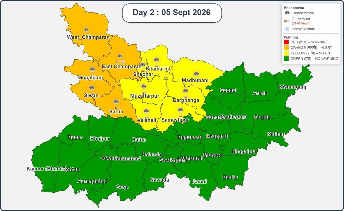 बिहार से MP और झारखंड तक बारिश का अलर्ट, जानें आपके इलाके का हाल Heavy Rain Alert 5sep