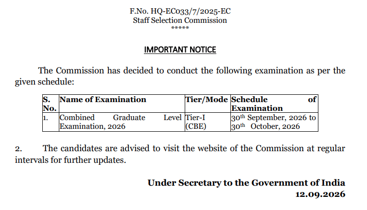 SSC CGL 2026 : परीक्षा से पहले याद रखें ये 2 तारीखें, 12,256 पदों के लिए जल्द शुरू होगा एग्जाम SSC CGL 2026 : परीक्षा से पहले याद रखें ये 2 तारीखें, 12,256 पदों के लिए जल्द शुरू होगा एग्जाम SSC CGL 2026